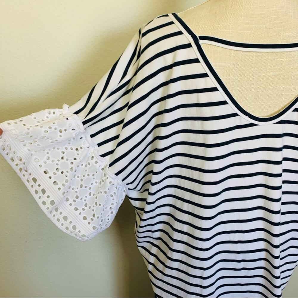 Fever Stripped Ruffle Sleeve Top - Picture 4 of 12